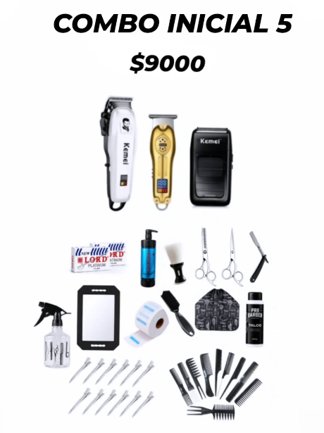 COMBO INICIAL 5 — insumos de barbería, $ 9.000